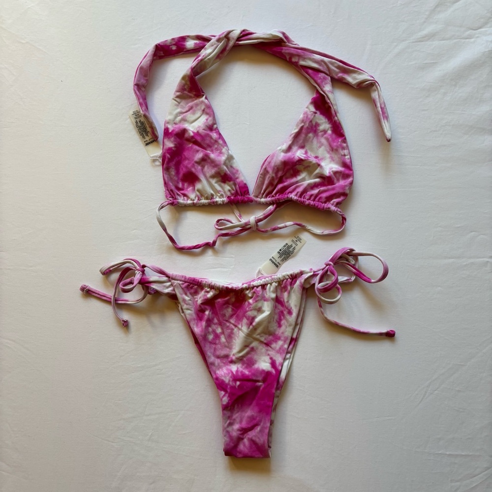 🔥LAST CHANCE🔥 Garage Pink and White Tie-Dye Bikini